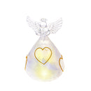 Set 2 Angeli Cuore con Led H12,5 cm in Vetro Oro