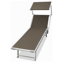 Lettino da Spiaggia Prendisole 190x60x40-90 cm Brandina con Parasole in Alluminio Tortora      