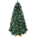 Albero di Natale Innevato King Premium 240 cm 1433 Rami con Pigne e Base Legno
