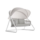 Dondolo da Giardino 2 Posti 185x137x154 cm  con Tettuccio Parasole Regolabile Muses Grigio