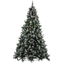 Albero di Natale Innevato Marilleva 150 cm 522 Rami Super Folto con Pigne in PVC Verde      