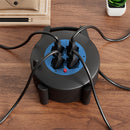 Avvolgicavo Multipresa 12 Metri con Interruttore di Protezione Prolunga e 4 Prese Nero e Blu      