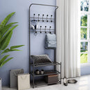 Stand Appendiabiti con scarpiera 65x29xH190 cm per corridoio 3 ripiani Nero