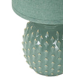 Lampada da Comodino Pontus Turchese Ø14x27 cm in Ceramica e Ferro e Tessuto Azzurro      