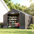 Garage Moto per Esterno Portaoggetti 3x3 m con Porta e Prese d'Aria Avvolgibili in PE Impermeabile Grigio Scuro      