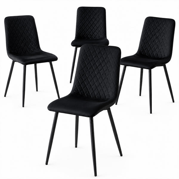 Set 4 Sedie Piedi Neri e Seduta Ergonomica con Rivestimento in Velluto Nero online