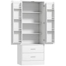 Credenza da Cucina 60x40x159 cm con Armadietto con 8 Ripiani Portaspezie e 2 Cassetti Bianco      