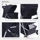 Passeggino per Cani Pieghevole Nero 77x47x101 cm 