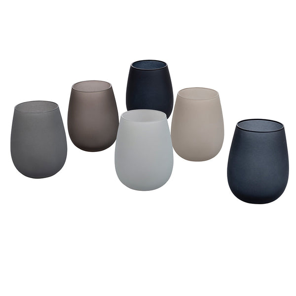 Set 6 Bicchieri Acqua Effetto Frosted Happy Hour Stones in Vetro VdE Tivoli 1996 Grigio sconto