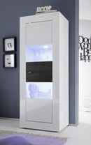 Mobile Alto da Salotto 2 Porte 61x43x162cm TFT  Basic Bianco Lucido e Quercia Wengè