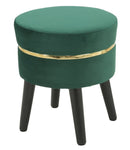 Sgabello Paris Verde Ø35x40,5 cm Legno Spugna e Velluto Sintetico Verde e Oro e Nero