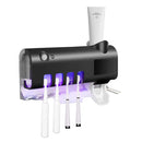 Sterilizzatore UV con 4 slot portaspazzolini dentifricio a ricarica solare USB Nero