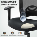 Sedia da Ufficio Traspirante e Reclinabile 65x59x92,5-102,5 cm in Tessuto a Rete Nero   