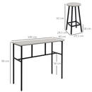 Set 2 Tavoli Alti 100x40x90 cm e 4 Sgabelli Grigio