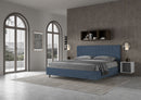 Letto Matrimoniale Imbottito in Microfibra Agueda Blu Varie Misure