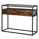 Consolle Fissa 100x35x76 cm in Metallo e Legno con Piano in Vetro 