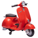 Moto Elettrica per Bambini 3+ Anni Licenza Piaggio Vespa 7,2 V 81x37x63 cm con Rotelle Rimovibili 3-5 km/h Max 30 kg in PP Rosso      