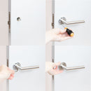 Maniglie per Porta da Interno con Rosetta Ø53 mm Modello L Acciaio Nickel Satinato. Emuca