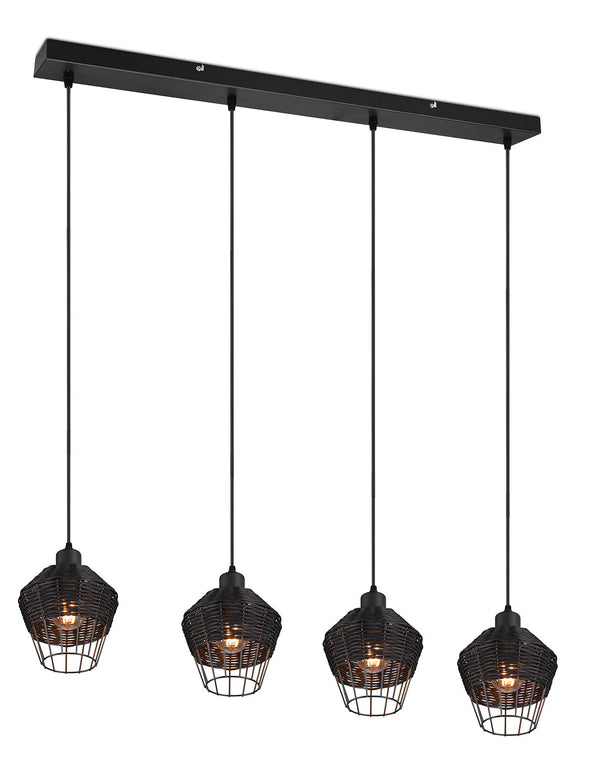 online Lampada a Sospensione da Interno Attacco E27 in Tessuto Nero