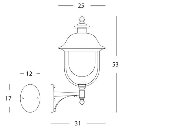 Lampada Applique in Alto Color Grigio e Rame da Esterno Linea Rustica Sovil