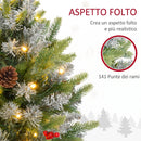 Mini Albero di Natale Ø43x60 cm con Luci LED 141 Rami con Pigne e Bacche Rosse Base in Cemento Verde      