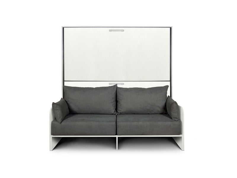 Letto Doppio A Scomparsa Kando Con Divano Bianco Frassino e Grigio      