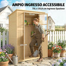 Armadio da Giardino Walk-in 147x68x198 cm con Pavimento e 4 Finestre in Legno di Abete      
