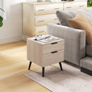 Set 2 Comodini Stile Nordico 40x40x50 cm con Cassetti in Legno Rovere  