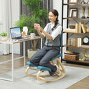 Sedia Ergonomica Inginocchiatoio con Schienale 51x84x93 cm in Legno di Betulla e Cuscini Blu  