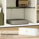 Mobile Porta TV fino a 55" Sospeso o a Terra Ante Soft Close Foro Passacavi e Ripiano in Vetro Bianco      