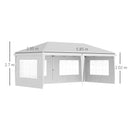 Gazebo da Giardino 5,85x2,95x2,7m in Acciaio e Poliestere Bianco