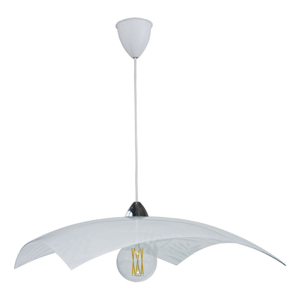 Sospensione 50X50 1xE27 Montatura Cromo-Bianco Vetro Lastra Bianco E-Energy Vanessa sconto