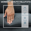 Divano 3 Posti con Poggiapiedi Chaise Longue 196x140x88 cm Effetto Velluto Grigio Carbone  