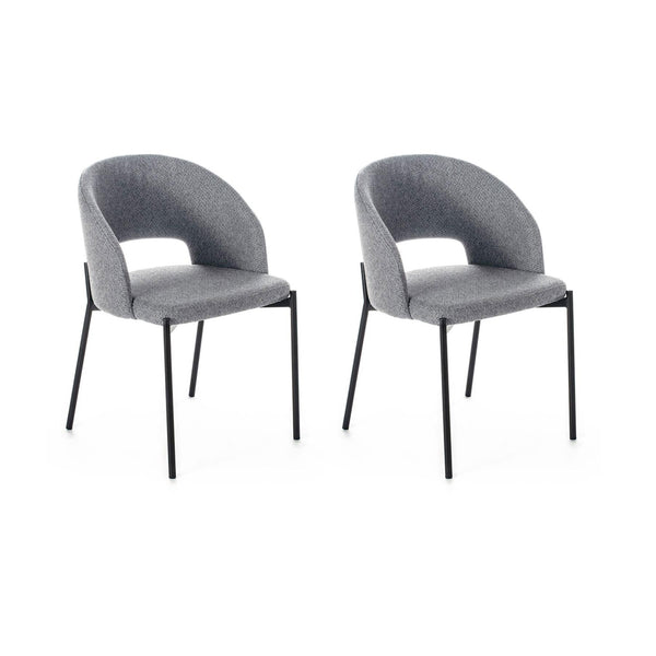 sconto Set 2 Sedie 52x55,5xH78,5 cm in Tessuto Greta Grigio Chiaro