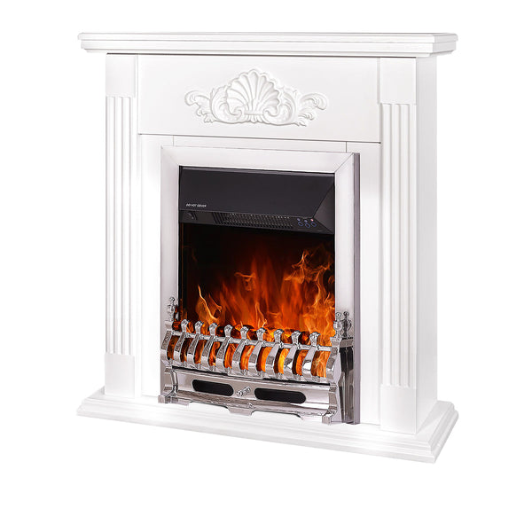 sconto Camino Elettrico da Pavimento 90x90x27 cm Effetto Fiamma 2000W Sorina & Galileo silver Bianco