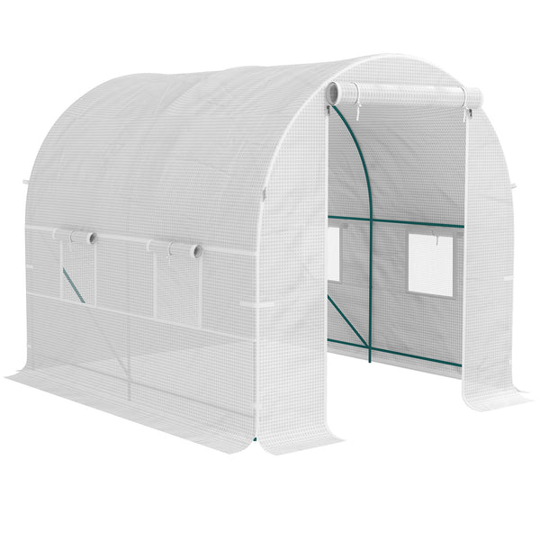 Serra da Giardino a Tunnel 2,5x2x2 m con Telaio in Acciaio e 4 Finestre in PE Bianco online