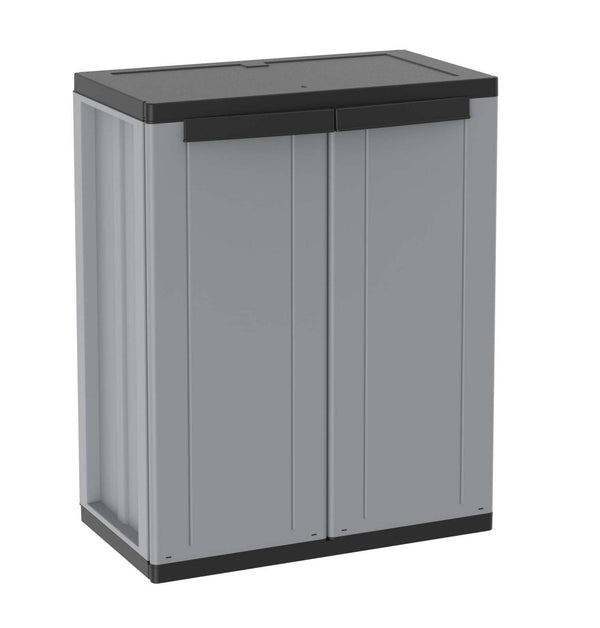 Armadio Modulare da Esterno 68x37,5x85 cm 2 Ante 1 Ripiano in Polipropilene Jline Grigio e Nero prezzo