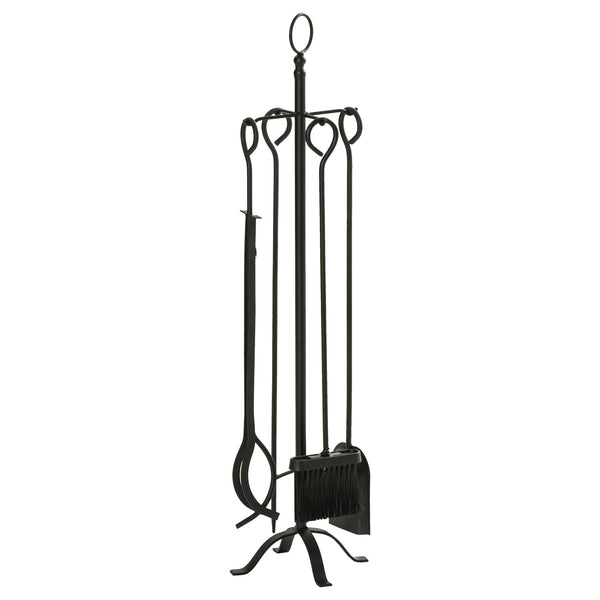 Set Attrezzi per Camino 5 Pezzi in Metallo Nero prezzo