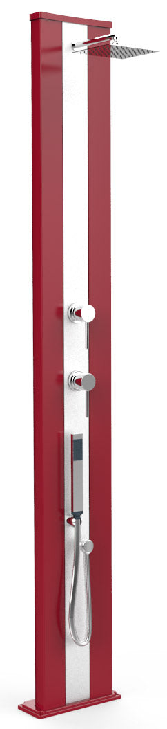 sconto Doccia Solare da Esterno Giardino 40L Miscelatore e Doccetta Mobile Arkema Dada S Fascia Inox Cherry