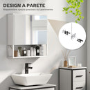 Mobile Bagno a Parete 60x16x60 cm con Specchio Armadietto e Ripiano Aperto in Legno Bianco      