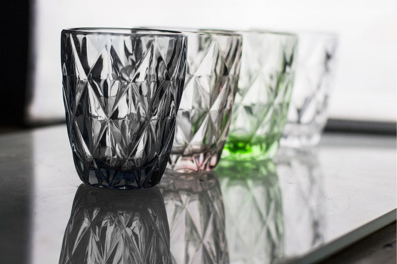 Set 6 Bicchieri Ø8x10 cm in Vetro Villa d'Este Home Tivoli Quarzo Grigio