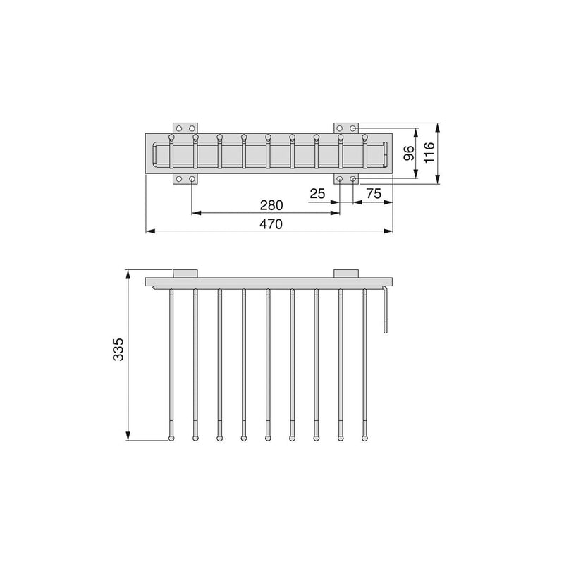 Porta Pantaloni Self Montaggio Laterale per Armadio Acciaio e Tecnoplastica Emuca