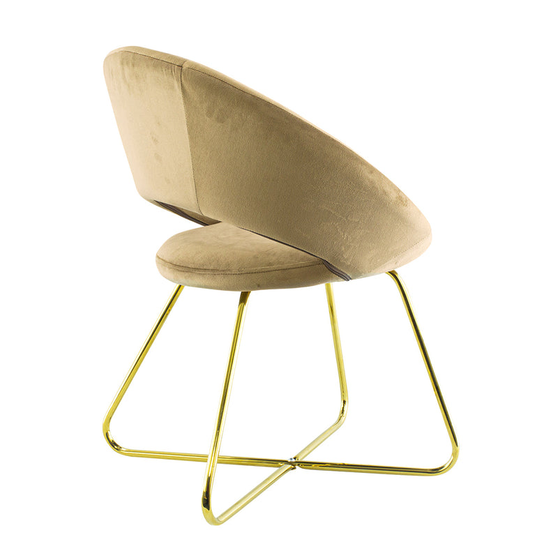 Poltroncina Vintage 66x65x68 cm in Tessuto Effetto Velluto Tortora