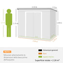 Casetta Box da Giardino 213x130x172 cm con Tetto Inclinato 2 Ingressi e Prese d'Aria in Acciaio Zincato Grigio  