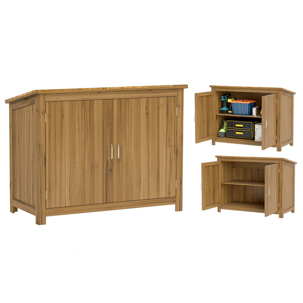 online Armadio Porta Attrezzi da Esterno 110x50x85 cm con 2 Ante e Ripiani in Legno