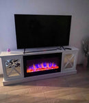 Camino Elettrico da Pavimento 68,5x182x30 cm Effetto Fiamma 1500W Sorento & Adeli