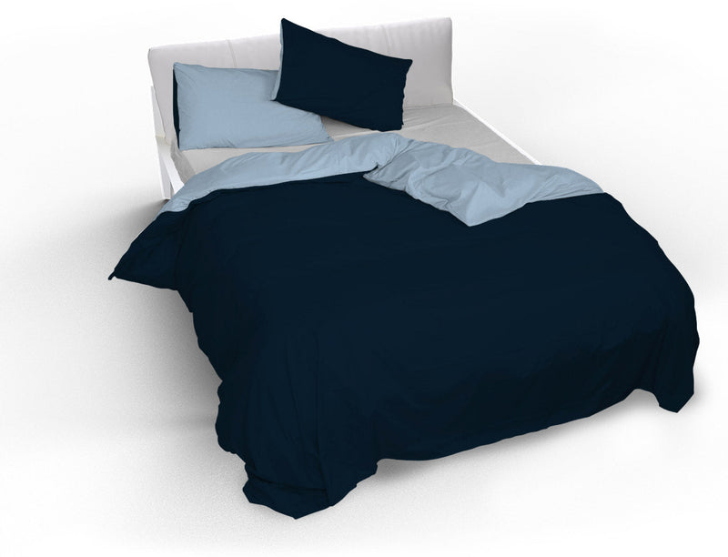 Copripiumino con Sacco e Federe Doubleface Blu Scuro\/Azzurro Varie Misure