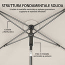 Ombrellone Rettangolare 183x122x222 cm con 3 Inclinazioni in Metallo e Poliestere Beige      