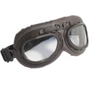 Occhiali per Moto in Similpelle Lenti Trasparenti CGM Vintage Marrone 704V