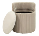 Puff da Toletta Dublino con Contenitore Ø47x53 cm in MDF e Spugna e Poliestere Bianco      
